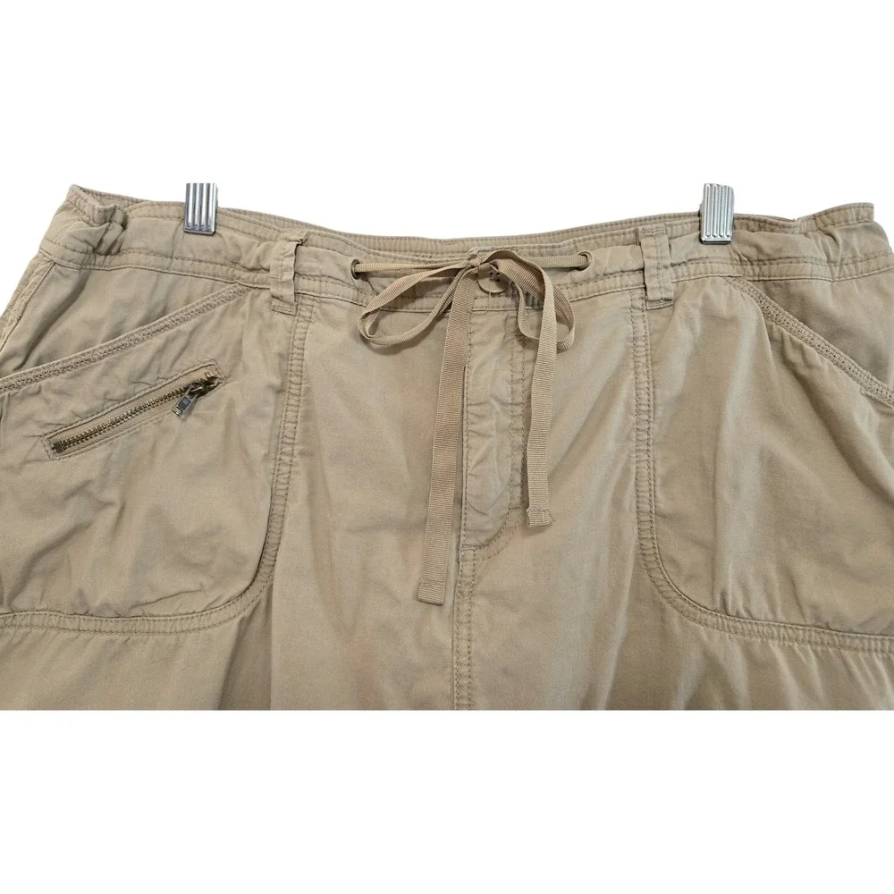 Khaki Cargo Skort Women Drawstring Waist Utility Mini Skirt with Shorts Tan1 14